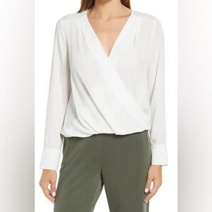 Halogen White Cross Front Blouse NWT